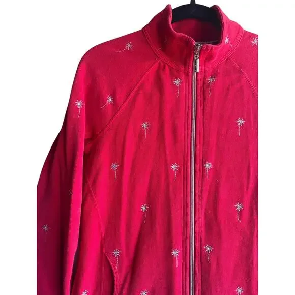 Tommy Bahama Women's Embroidered Mazua Palm Aruba Front Zip Jacket Rec Size S/P - Picture 2 of 8